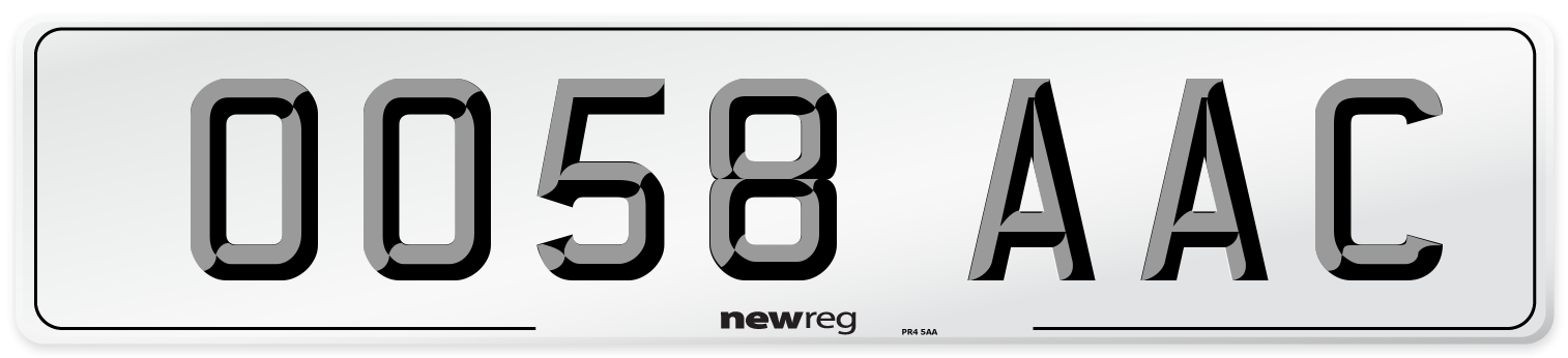 OO58 AAC Number Plate from New Reg